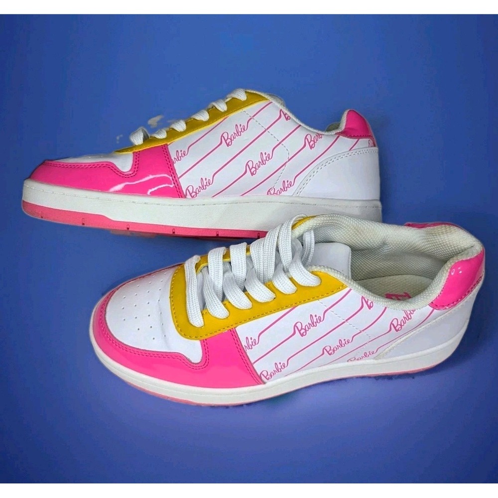 Barbie Womens Sneakers Size 8 Pink Yellow White Lace Up Y2K Barbiecore Shoes - Picture 6 of 11